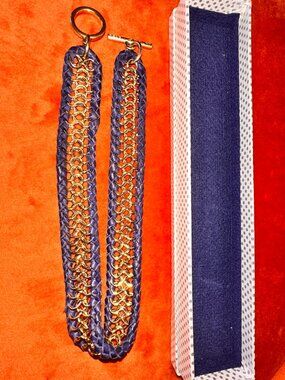 Rebecca Minkoff Blue Leather And Gold Wrap Bracelet - OS
